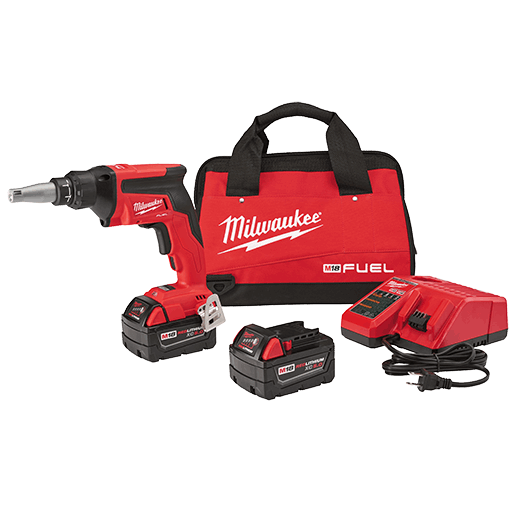 Kit drywall screw gun, Milwaukee M18 FUEL, 2 Batteries 5.0 amp + charger + bag