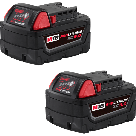 Ensemble de 2 batteries Milwaukee, M18 RedLithium XC, 18v, 5.0 amp