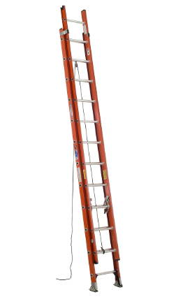 Échelle coulissante, Werner, 24 pieds, 2 sections, Barreaux en D, Type 1A, 300lbs, Fibre de verre, Orange