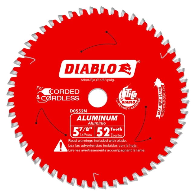 Lame à aluminium pour scie circulaire, Diablo, 5-7/8&quot;, 52 dents (5un/pqt)