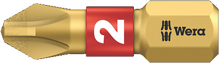 Embout à insérer Phillips #1, Wera 851/1 BDC, Pointe de diamant , 1&quot;, Or (10un/sac)