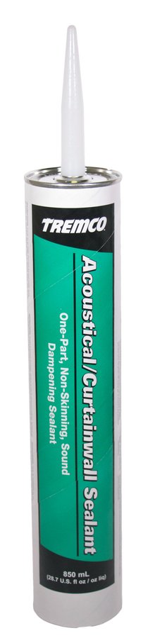 Scellant &quot;CurtainWall&quot; acoustique Tremco, Pour pare-vapeur, Base en caoutchouc, Cartouche 850ml, Gris (12un/bte-528un/pal)