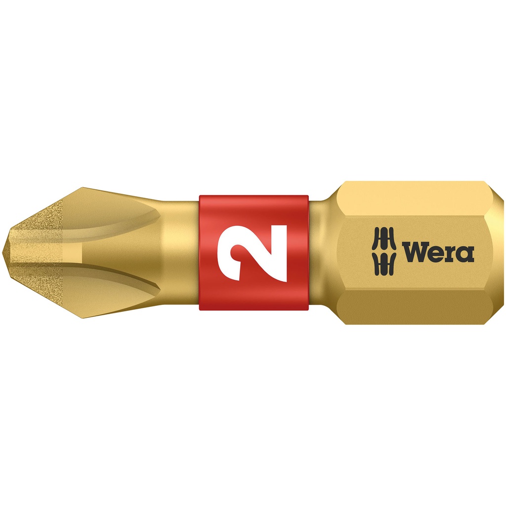 Embout à insérer Phillips #2, Wera 851/1 BDC, Pointe de diamant , 1&quot;, Or (10un/sac)