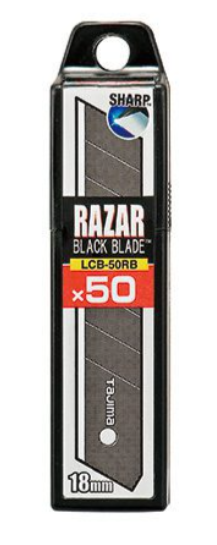 Lame de remplacement, Razar Black, 18mm/3/4&quot;, Style cassable (50 lames/pqt-10pqt/bte)
