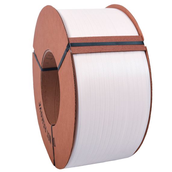 Polypropylene strapping,1/2&quot; x 0.023&quot; x 9900', 8 x8, , White, Center 16 x 6 (24un/skd)