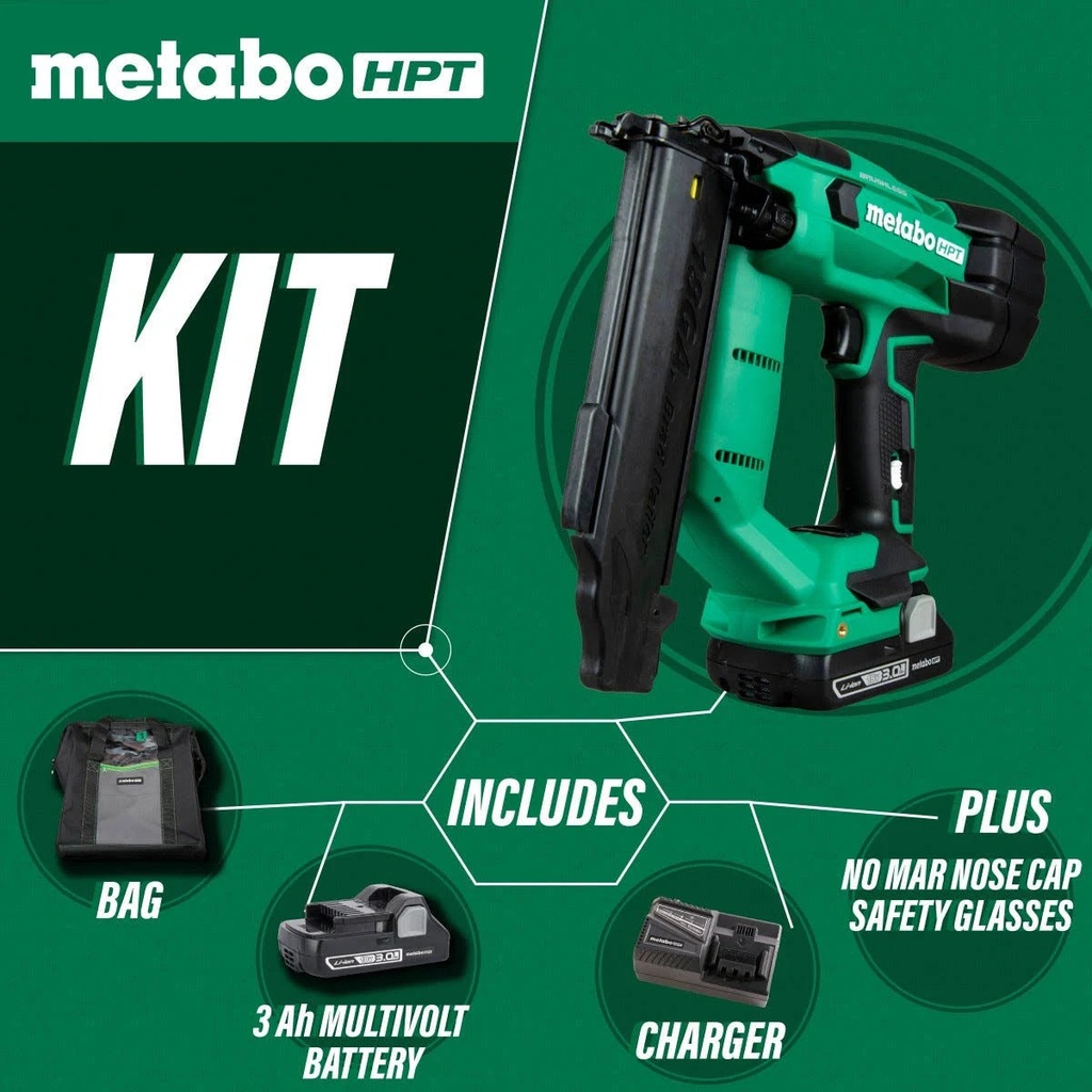 Cordless metal connector nailer Metabo HPT,  5/8'' - 2'', 18V, 1x Battery 3A, 1x charger, 1 bag