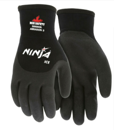 Winter work gloves Nylon with Acrylic with HPT coated palm, Ninja Ice, 15G, Level A3 (12pair/bag-120pair/cs)