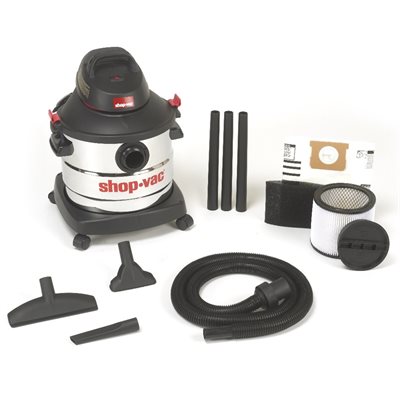 Wet/Dry Vacuum with accesories, Shop-Vac, 8 Gal, Stainless tank, 6hp