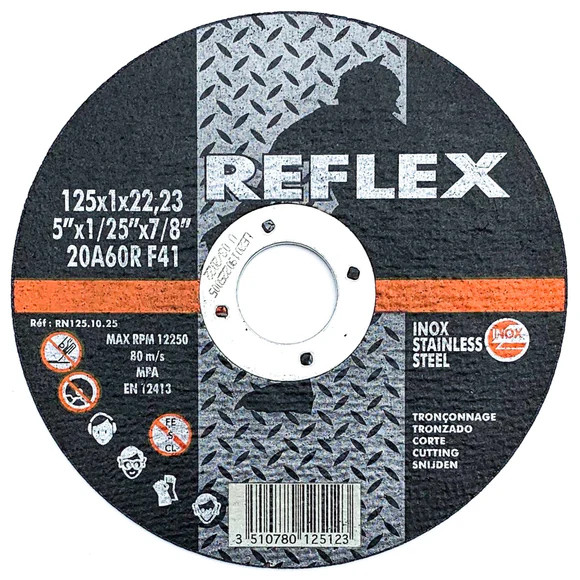 Disque pour couper le métal, Reflex, 5" x 0.045" x 7/8", Type 1, Métal/Inox (25un/bte)