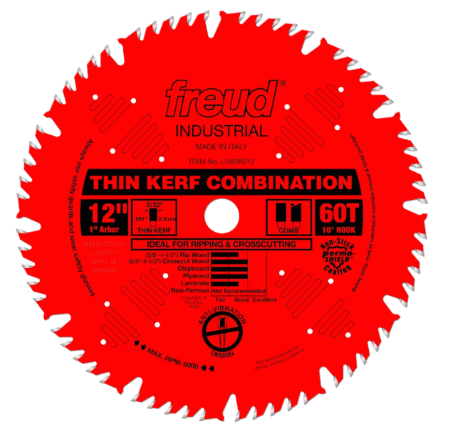 Wood circular saw blade, Freud, 12", 60 teeth (1un)