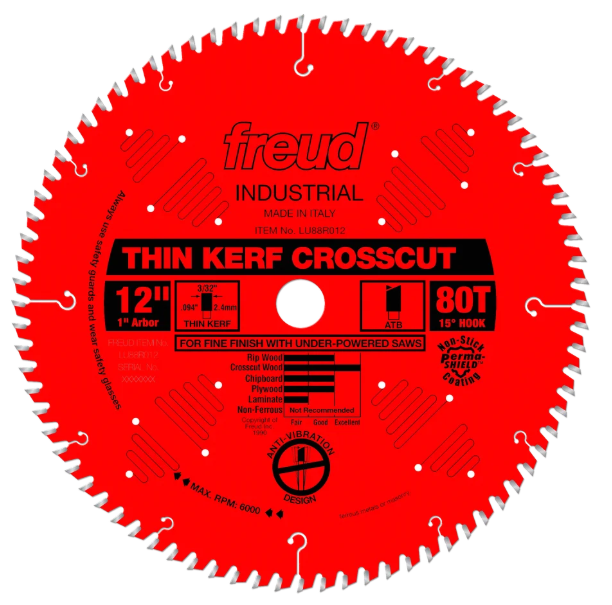 Lame à bois pour scie circulaire, Freud, 12", 80 dents (1un)