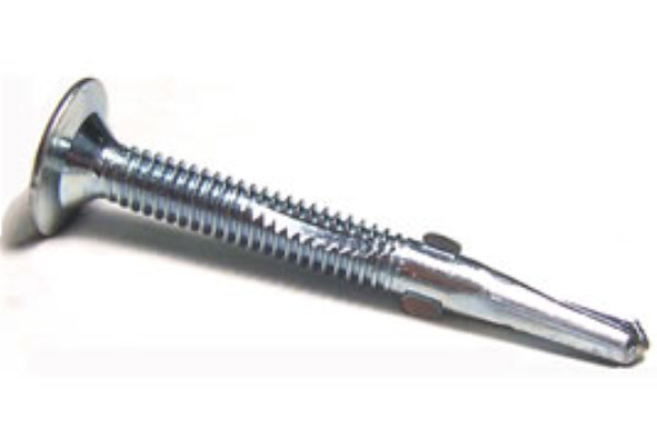 Wood to Metal screw self-drilling with wings, Evolution, #12-24 x 2-1/2&quot;, Flat wafer head, Tek4, Zinc (1.5M/bx-48bx/skd)