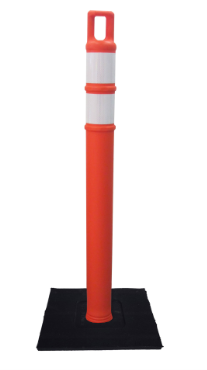 Road beacon with rubber base 14lbs, 42&quot;, Orange