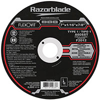 Disque pour couper le métal, Razorblade , 7" x 0.0625" x 7/8", Type 1,  Métal/Inox 