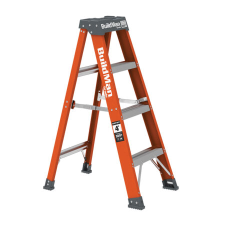 Escabeau Buildman, 4 pieds, Simple, Type 1A, 300lbs, Fibre de verre, Orange (1un)