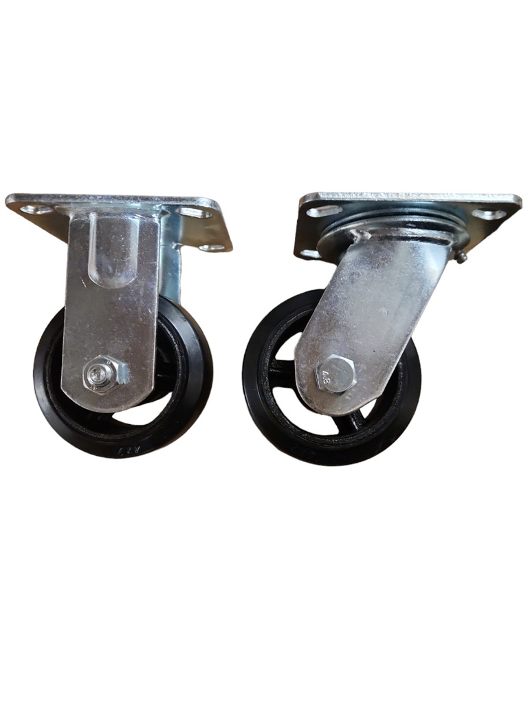 Ensemble de 4 roue 4'', ROK, 2 fixes, 2 pivotantes, ch 220lbs, Pour coffre de rangement de chantier