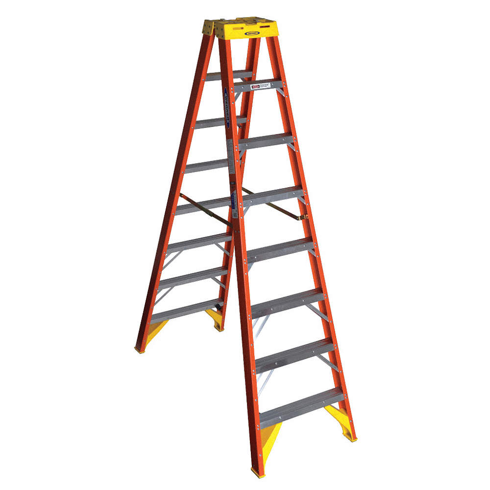 Escabeau Werner, 8 pieds, Double, Type 1A, 300lbs, Fibre de verre, Orange (1un)