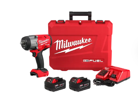Ensemble de visseuse à chocs 1/2'', Milwaukee 2967-22, avec anneaux de friction, M18 Red lithium XC, 2x batteries 5Ah, 1x Chargeur , 1x coffre