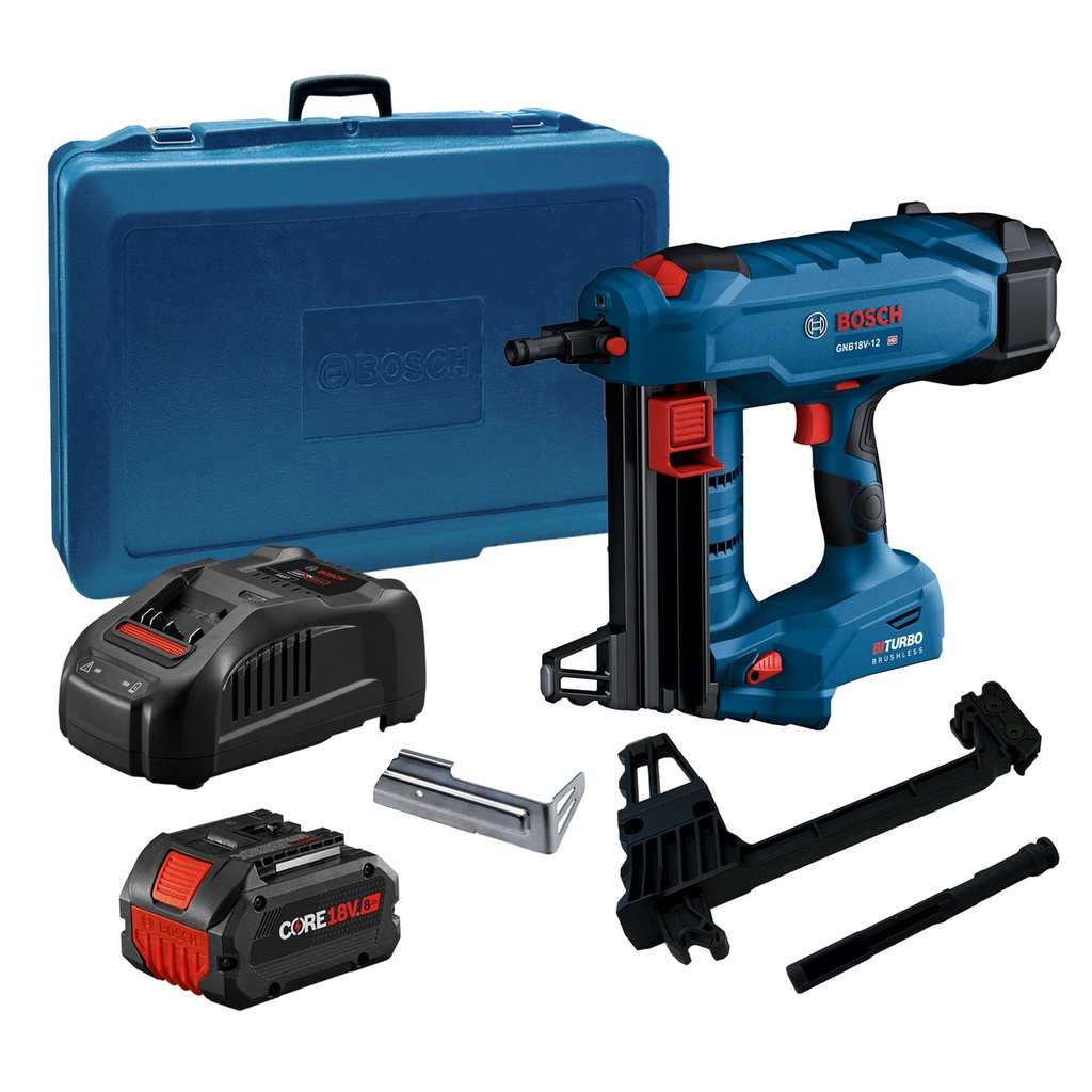 Ensemble Cloueuse à Béton, Bosch GNB18V-12,  0,5'' à 1-1/2'', 1 Batterie 18V 8ah Li-ion- + 1 chargeur + 1 boite