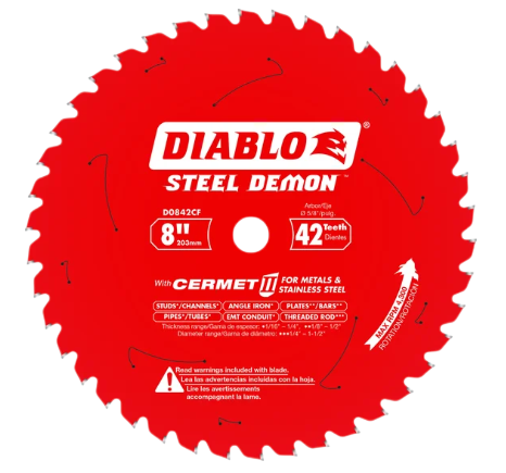 Lame à métal pour scie circulaire, Diablo, 8", 42 dents (1un)