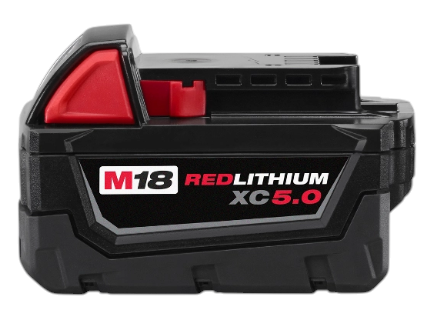 Ensemble Milwaukee, 1 batterie M18 RedLithium XC5.0 5Ah (48-11-1850), 1 chargeur (48-59-1812)