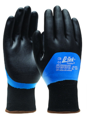 Cut resistant Nylon winter gloves G-Tek PolyKor with PVC coated palm, Level A4 (12 pairs/bag- 36 pairs/cs)