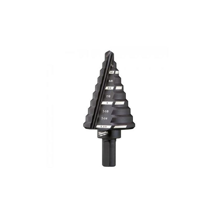 Foret étagé, Milwaukee, 1/4&quot; à 1-3/8'', incréments 1/8, Oxyde noir (1un)