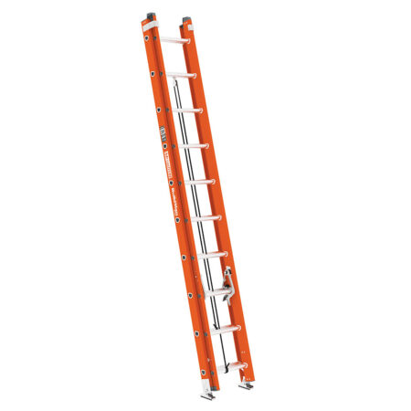 Échelle coulissante, Buildman, 20 pieds, 2 sections, Barreaux en D, Type 1A, 300lbs, Fibre de verre, Orange