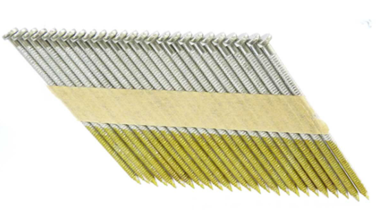 Clou en bande de papier 33°, 3-1/4" x .131", Demi-tête, Annelé, Acier INOX 304 (1M/bte)