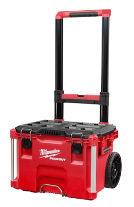 Rolling Tool Box, Milwaukee Packout, With telescopic handle and wheels, 8-29/32&quot; x 22-1/8&quot; x 25-19/32&quot;