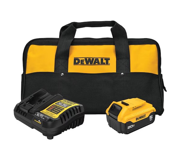 Ensemble Dewalt, 1 Batterie 20V MAX (DCB205), 1 Chargeur (DCB115), Sac