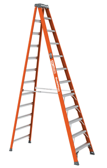 Escabeau, Buildman, 12', Simple, Type 1A, 300lbs, Fibre de verre, Orange (1un)