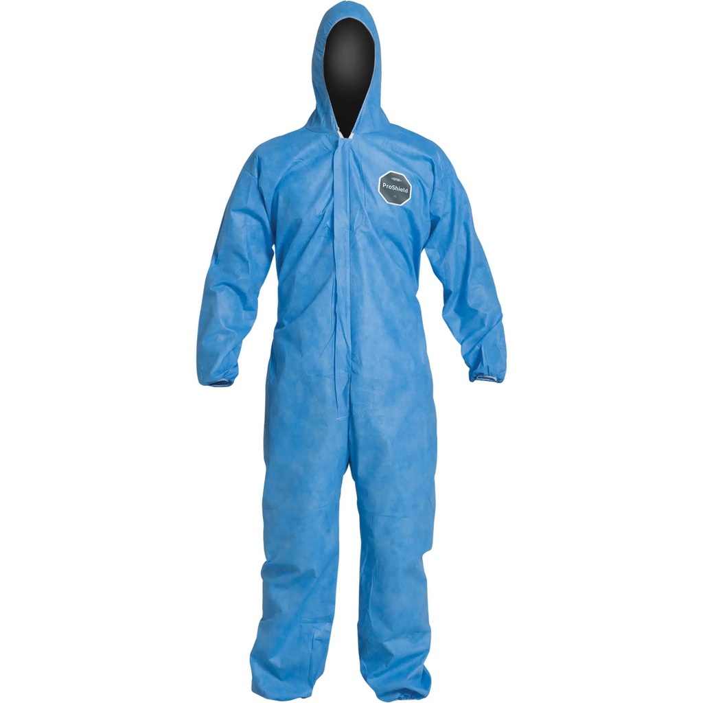 Combinaison jetable Proshield 10, protection corporelle avec capuchon, SMS, Bleu (25un/bte)